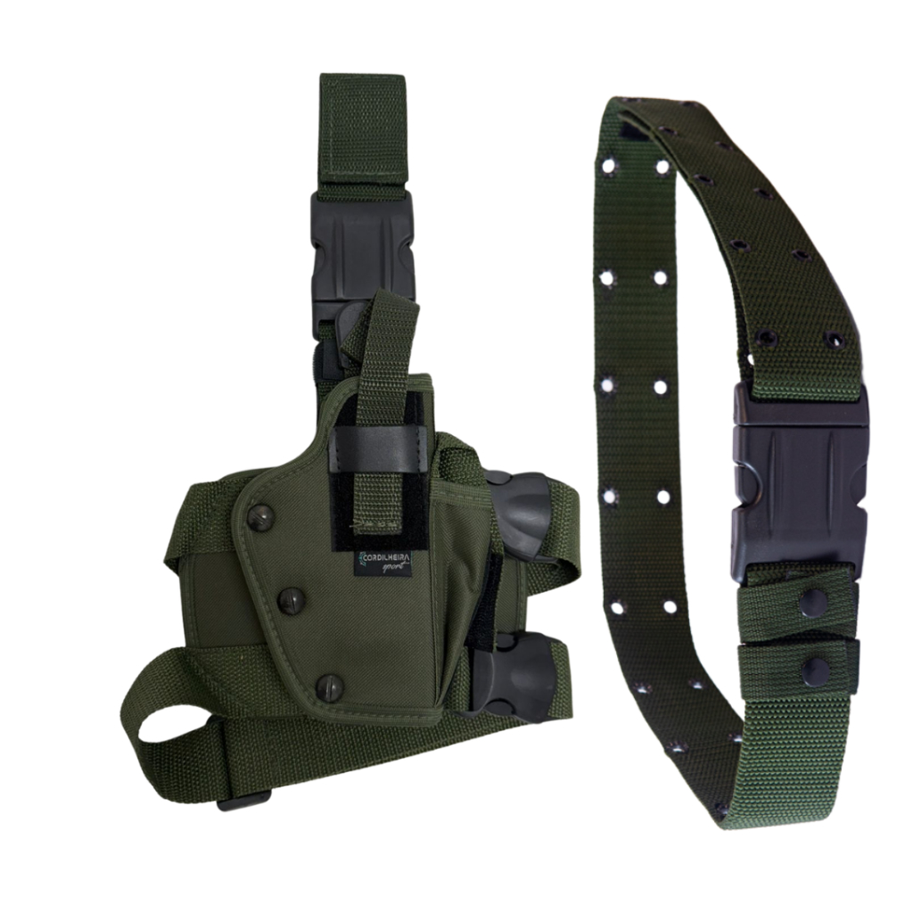 Coldre Destro (Lado Direito) Robocop Cintura/Perna - Verde + Cinto Tático Ilhós - Tático Militar em Oferta na Shopee