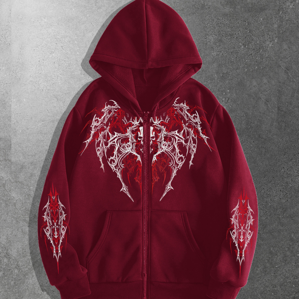 Casaco Moletom Aberto Emo Gótico Street Estilo Tribal Unissex Com Capuz em Oferta na Shopee