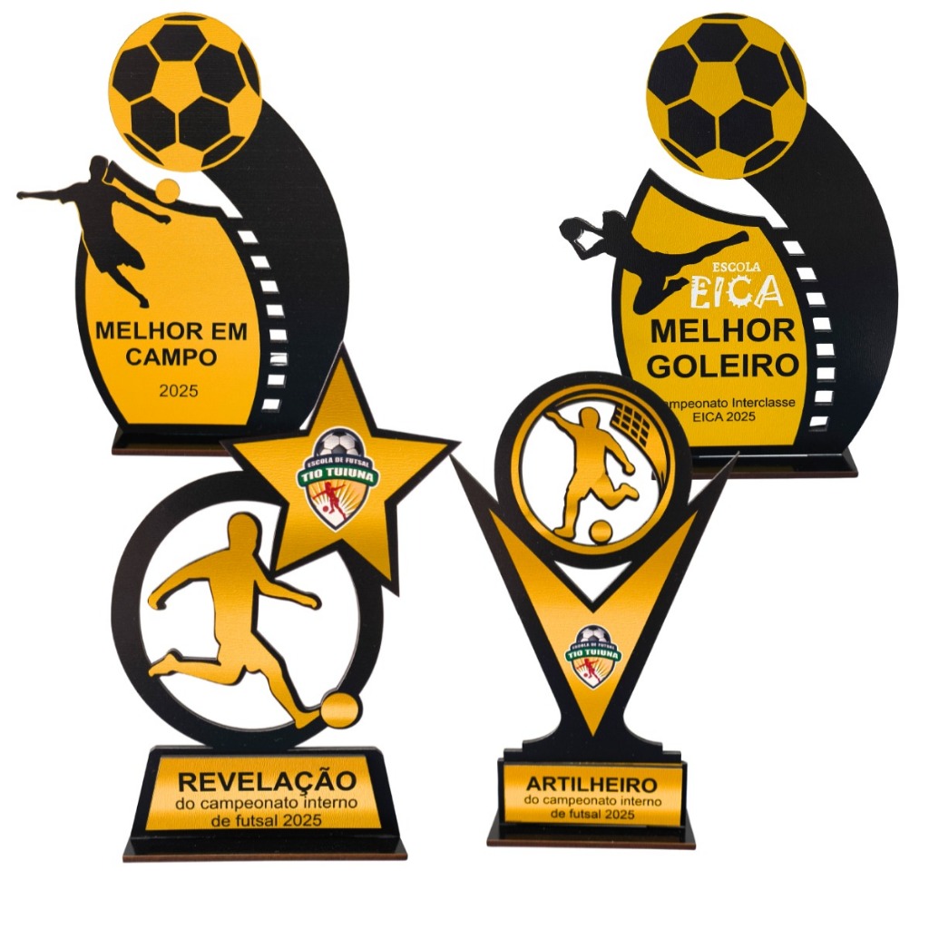 Trofeu em MDF Personalizado 3MM Artilheiro Melhor em Campo Revelação Melhor Goleiro Impressão UV