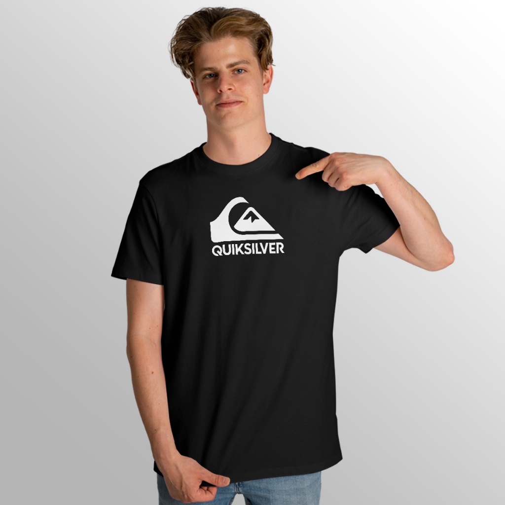 Camiseta Surf Logo Quicksilver Clássico Maior Algodão 30.1 Penteado Premium