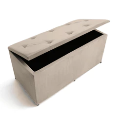 Baú Solteiro Suede Retangular Pé De Cama Porta Brinquedos e Objetos Decoração