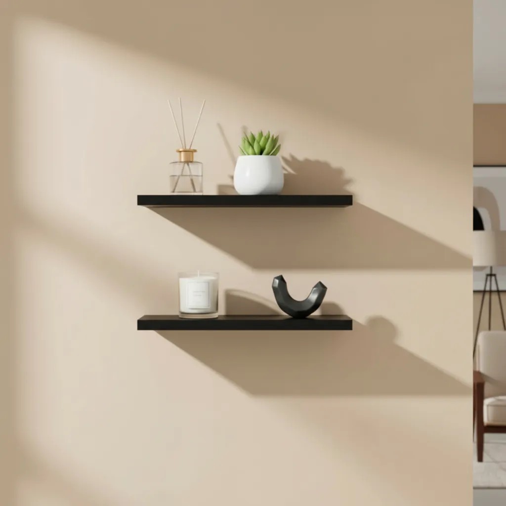 Kit 02 Prateleiras 30x10 MDF Preto Nicho Quarto Cozinha Decoração Casa Decora Livros Flutuante Fotos