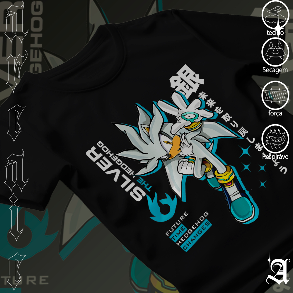 Camiseta Basica E Oversized Algodao Silver The Hedgehog Future The Changes Sonic Tee Cartoon Unissex