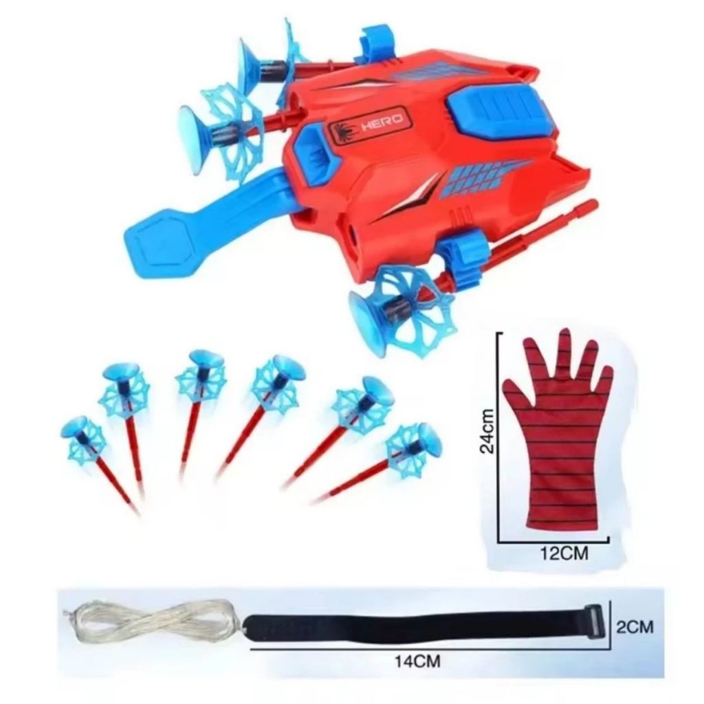 Luvas Lançadora de Dardo  Homem Aranha Infantil Laser Dardos Brinquedo Spider Man