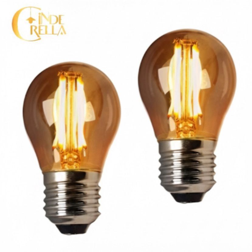 Kit 2 Lâmpadas LED Filamento G45 Âmbar E27 Bivolt Luz Quente Vintage em Oferta na Shopee