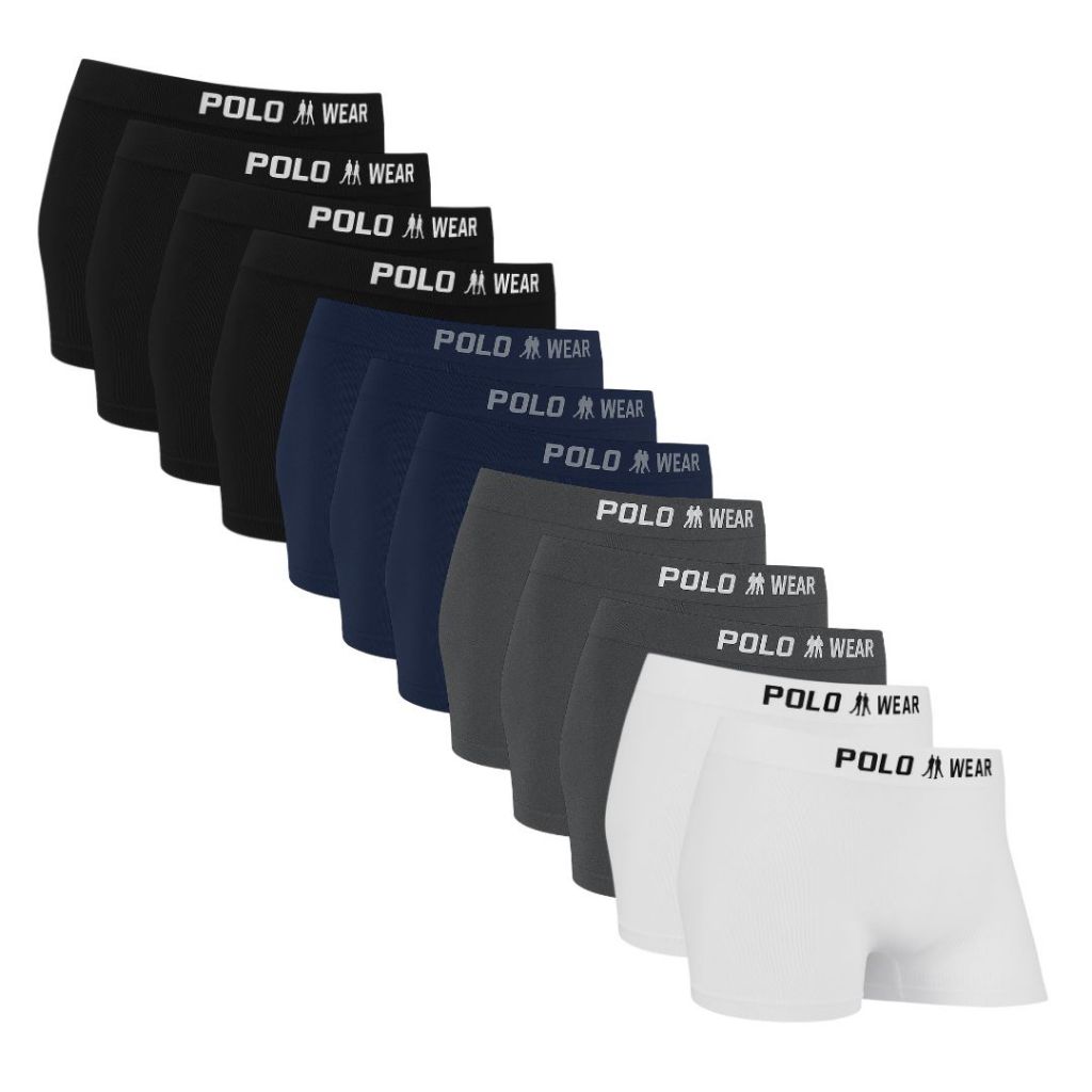 Cuecas Boxer Masculinas Polo Wear em Microfibra Sem Costura Confortáveis Cores Sortidas