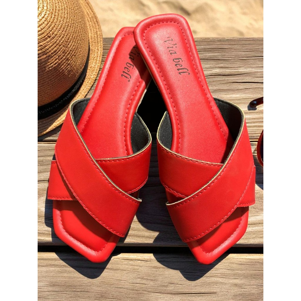 Rasteirinha Feminina X Confortável Bico Quadrado Slide Sandália Verão em Oferta na Shopee