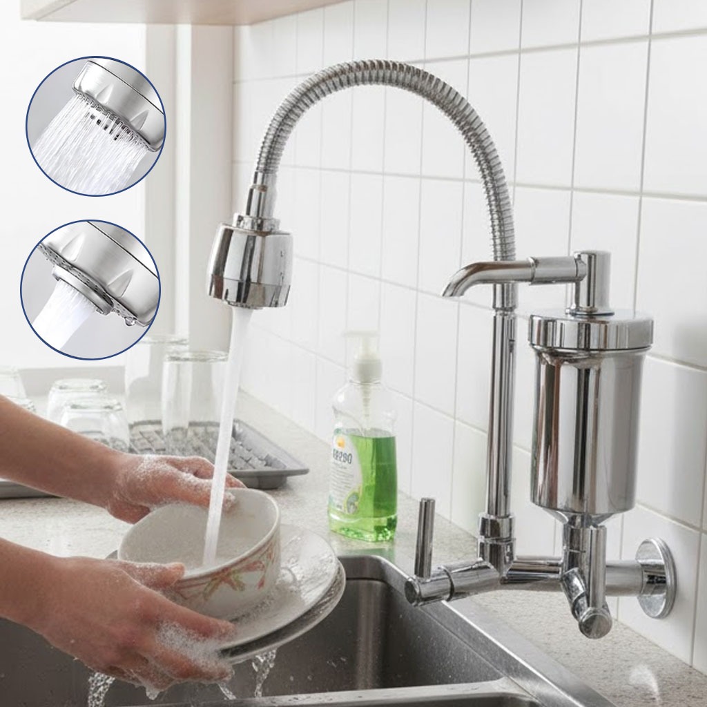 Torneira de Parede Cozinha Gourmet Com Filtro  Móvel Cromada em Metal e ABS em Oferta na Shopee