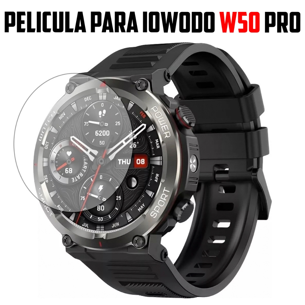 Película para Smartwatch IOWODO W50 PRO de vidro temperado Proteção de Tela