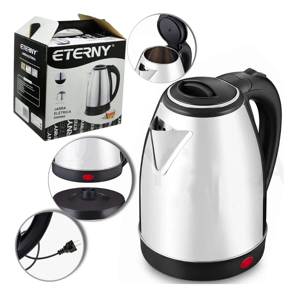 Chaleira Elétrica Auto Desligamento De Vidro e Inox 1,8 Litros 110V  Linha Premium