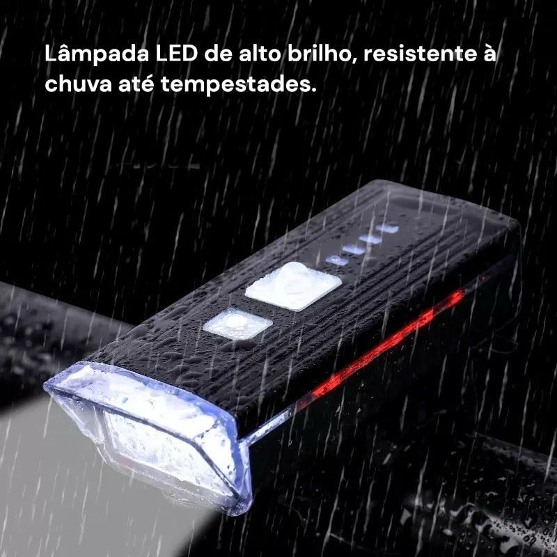Farol Lanterna Para Bicicleta Super Forte 350 lumens Sensor Escuro Modo Forte Claro e Pisca Recarregáveis aprova d'água