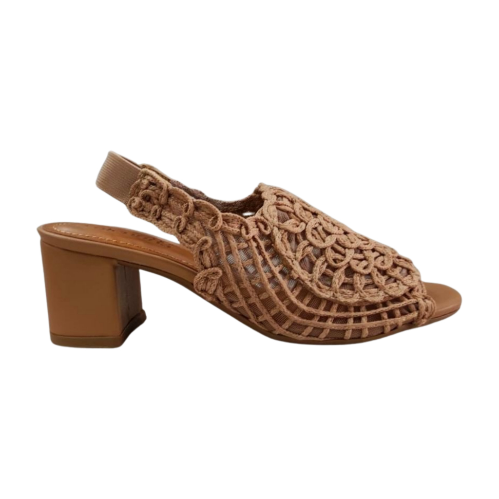 Sandália Valentina Tramada Open Toe Salto Bloco 457010 VERDE OLIVA
