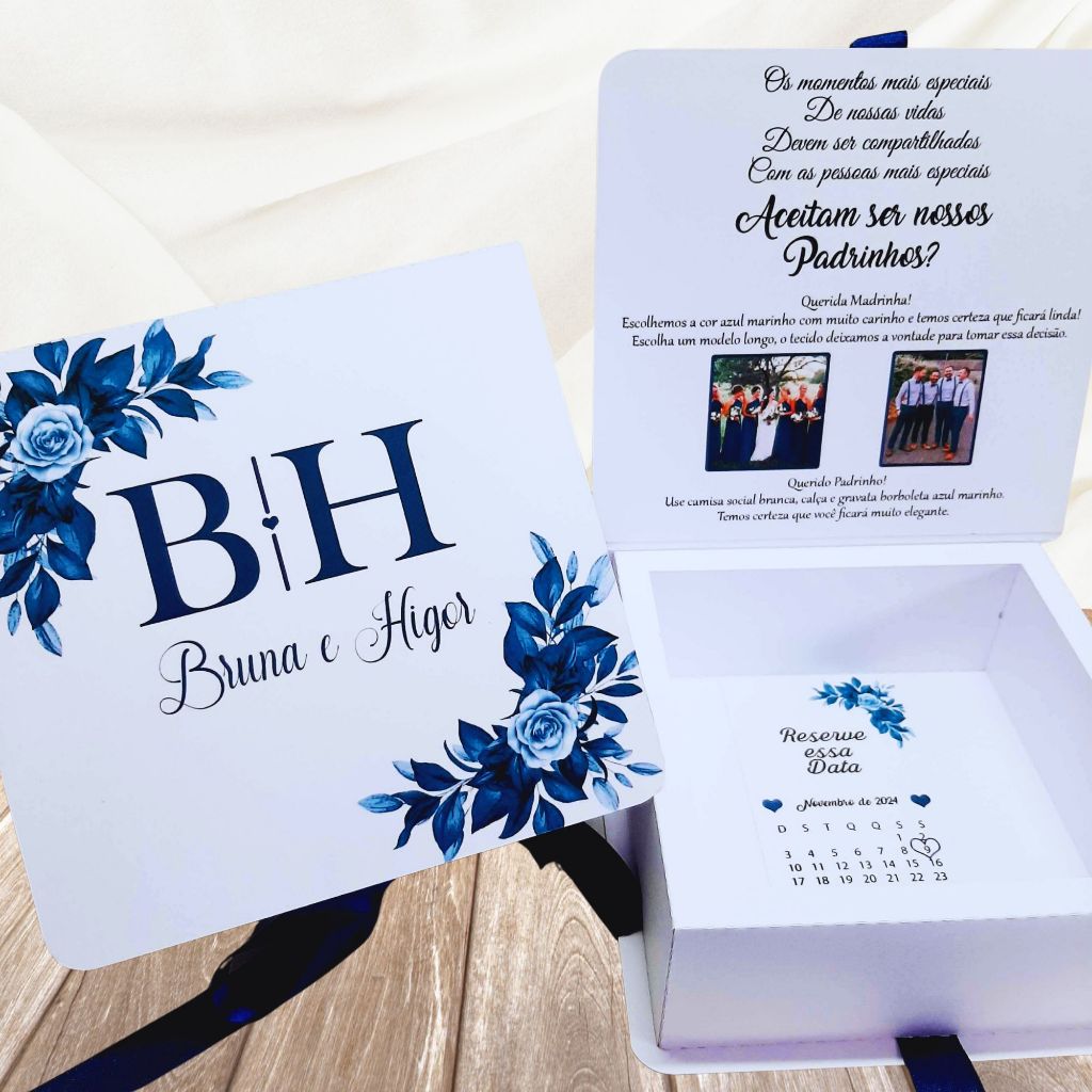 Convite para Padrinhos de Casamento Caixa Aberta