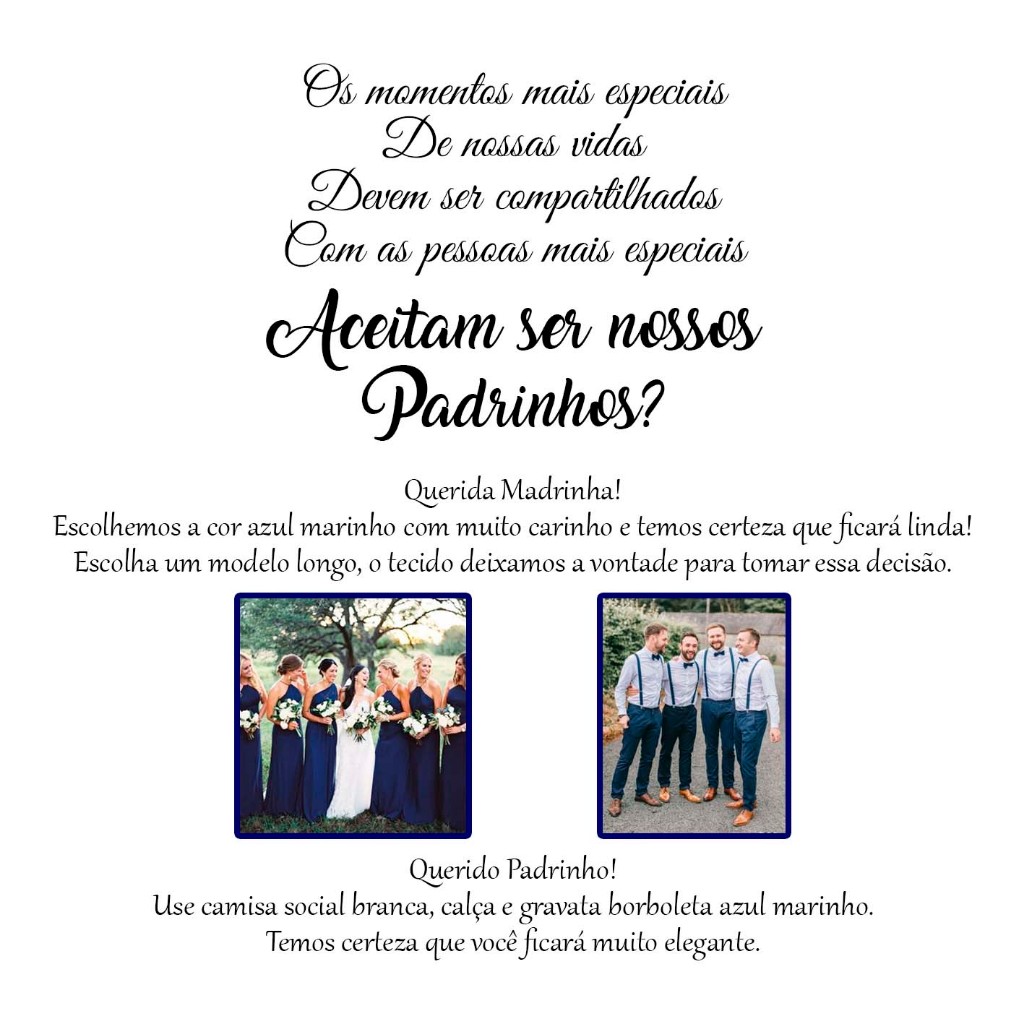 Convite para Padrinhos de Casamento Caixa Aberta