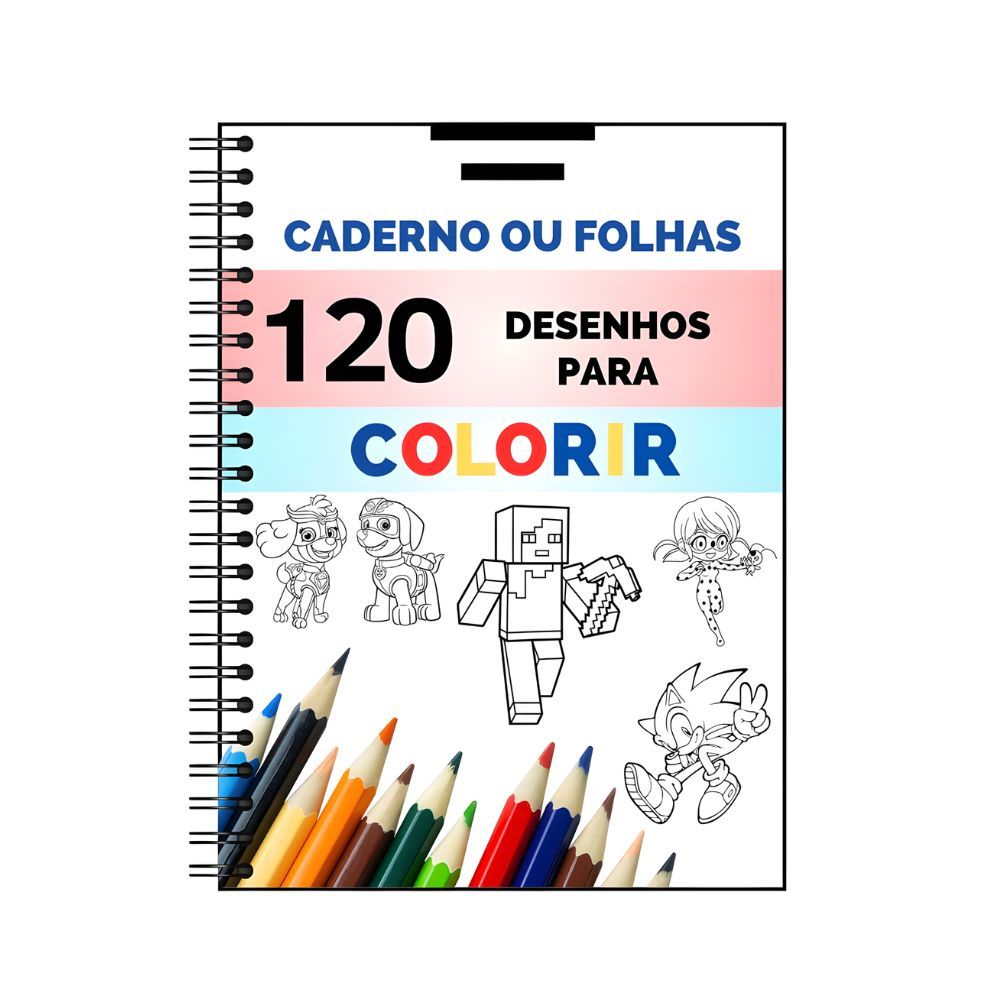 Caderno Livro De Colorir Infantil com 120 desenhos em Oferta na Shopee