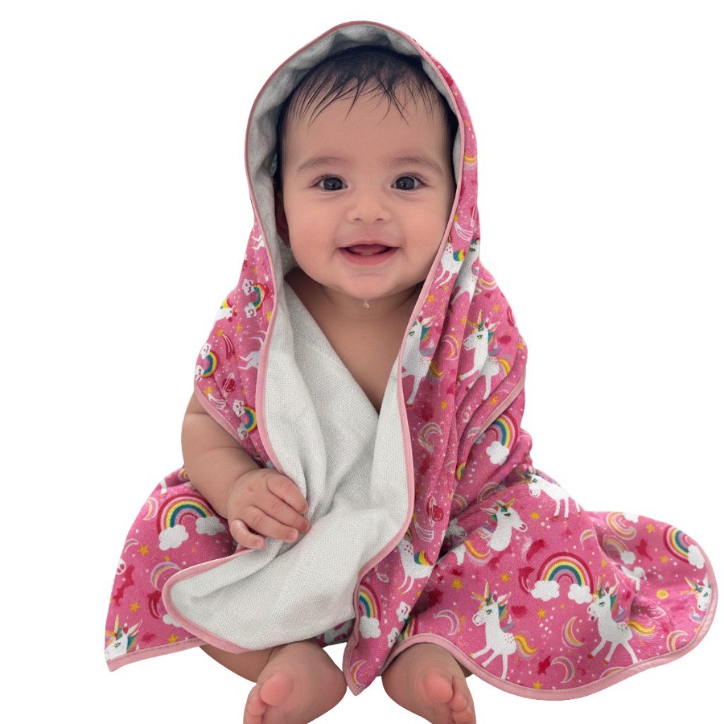 Toalha de Banho Bebe com Capuz Forrada Fralda Dupla Face Grande 100% Algodão