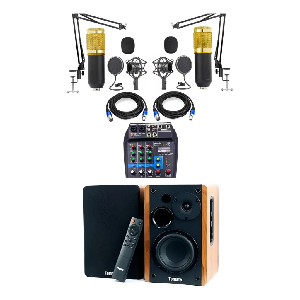 Kit Home Studio Mesa Mxt 4 Canais + Monitor Microfone Le914 Bivolt