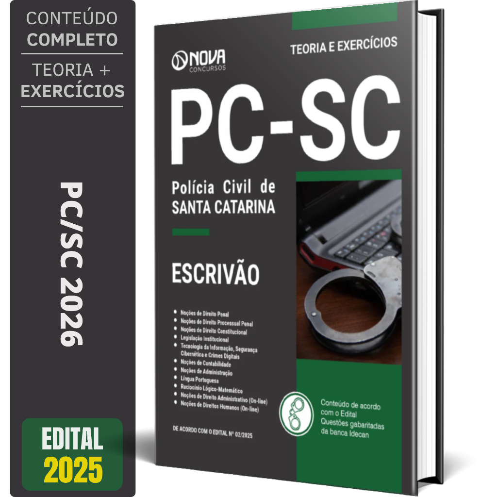 Imagem Apostila PC SC 2026 - Escrivão de Polícia