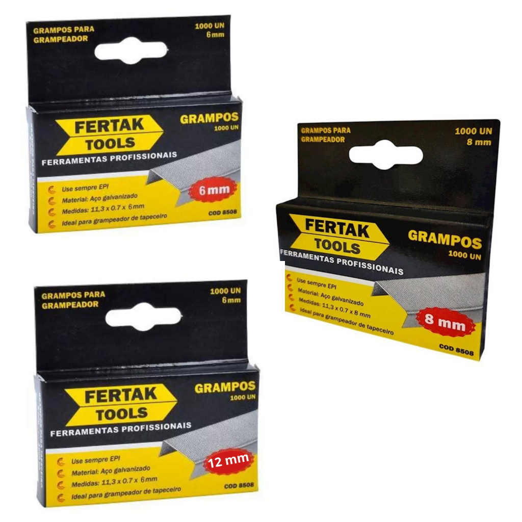 Grampos para Grampeador Tapeceiro Fertak 8mm - Aço Galvanizado, Anticorrosivo, Uso Versátil