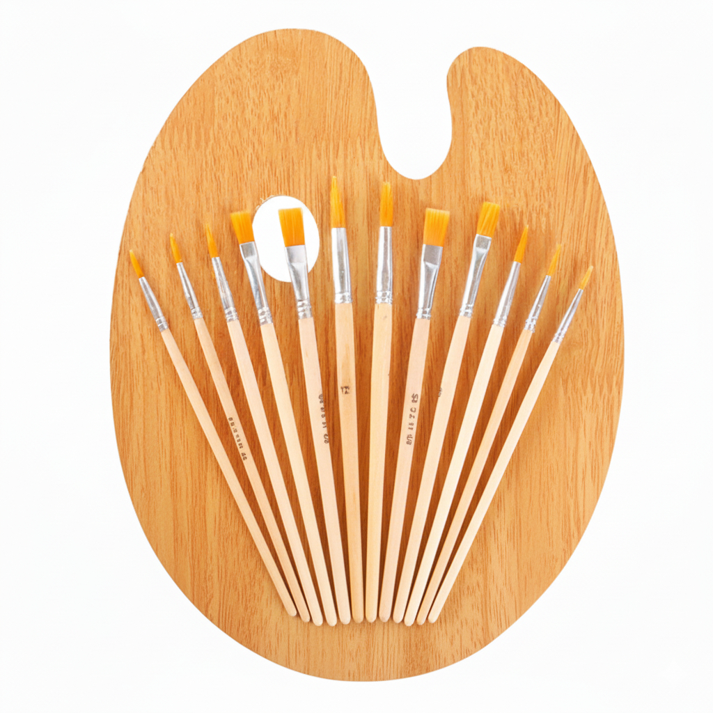 Kit Para Pintura Artística Com 12 Pinceis e 1 Paleta