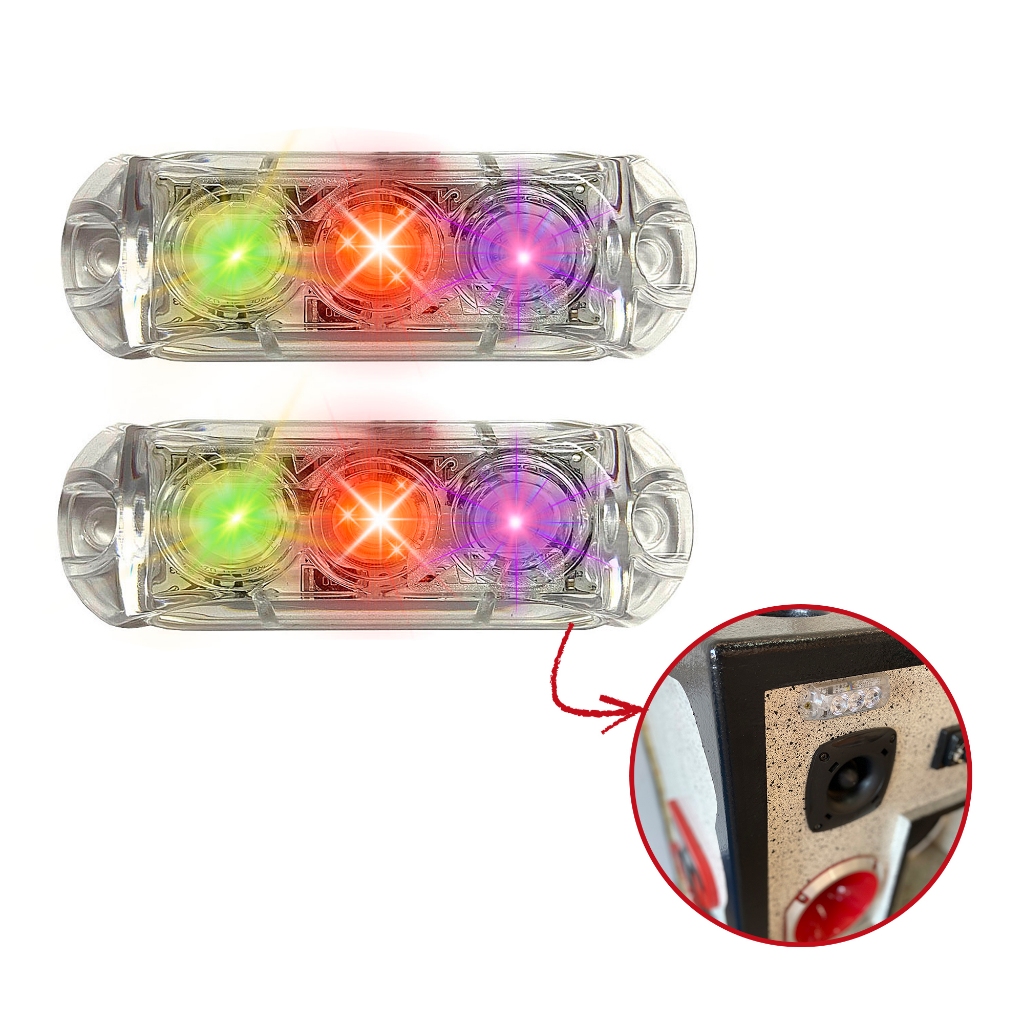Par Strobo Ritimico 2 Farois Ajk 6w Rgb Led Para Som Automotivo e Caixa Bob