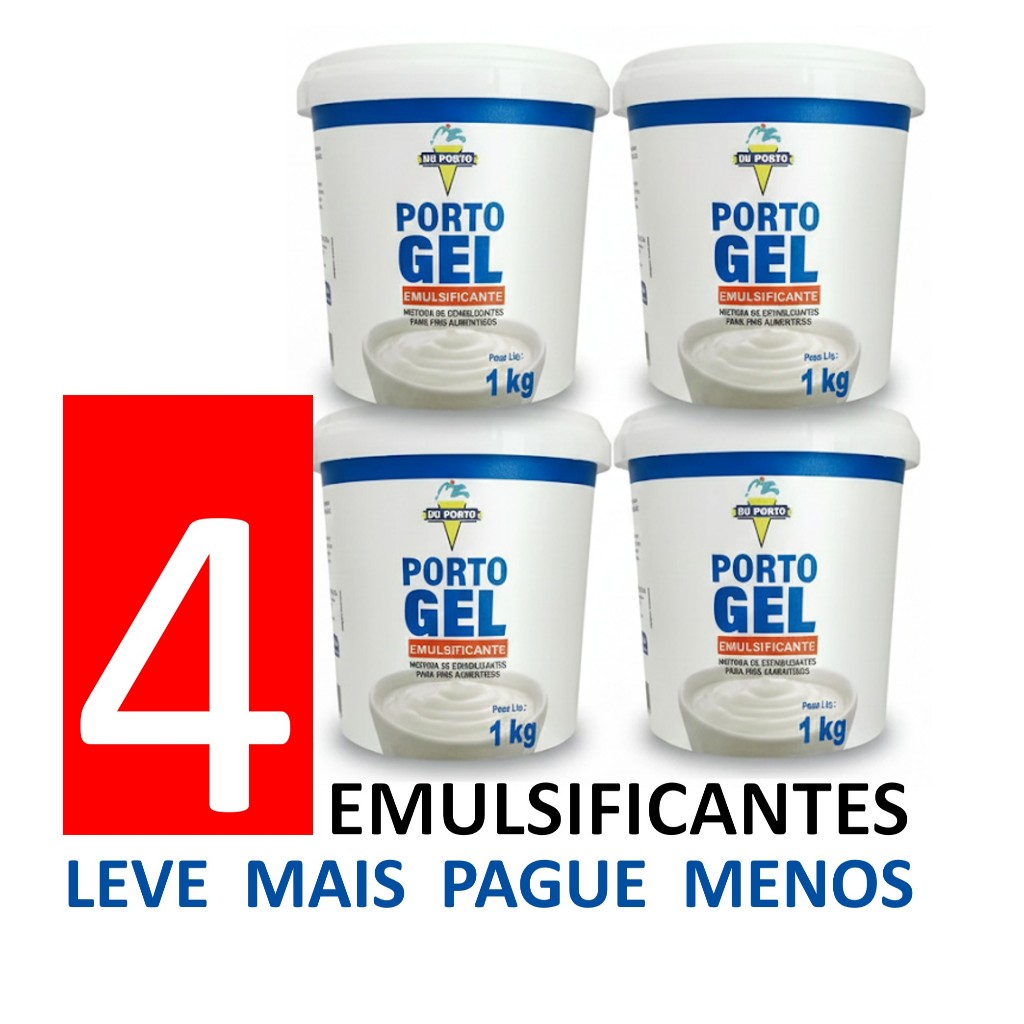 KIT 4un Gel Emulsificante Porto Gel Du Porto Para Sorvete Confeitaria e Culinária 4x1kg