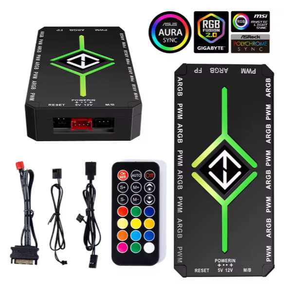 Hub Controlador ARGB + PWM 9 Portas  Controle Remoto e Base Magnética Controla 9 Ventoinhas, ARGB em Oferta na Shopee