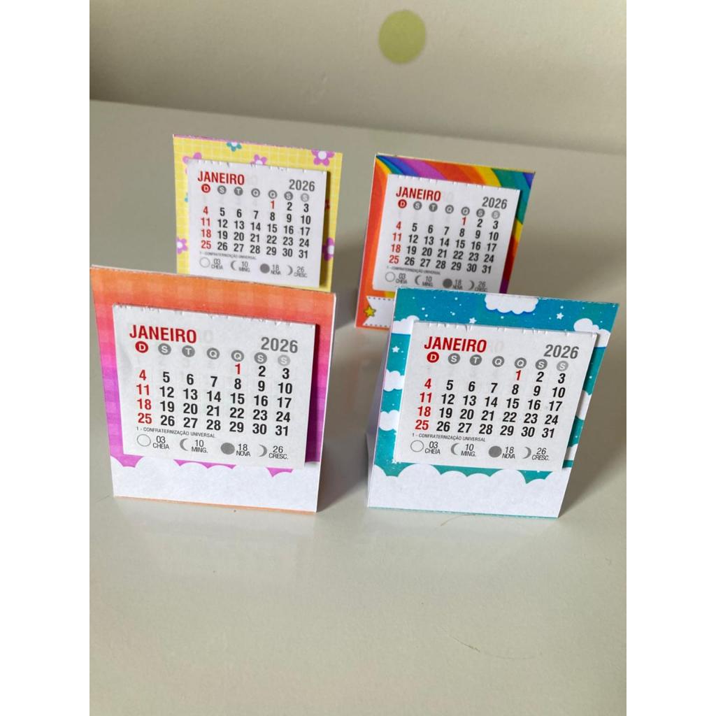 Mini Calendário de Mesa | Produzido em Papel Offset 180g | Compacto e Colorido