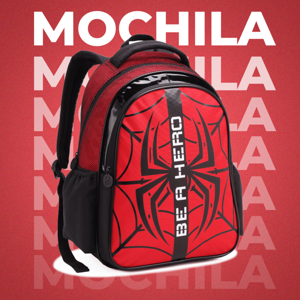 Mochila Escolar Infantil Spider Aranha Menino Lancheira Estojo Duplo Resistente Premium