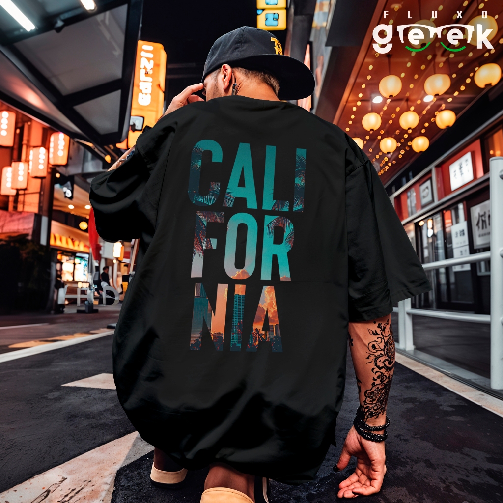 Camiseta Oversized Streetwear California Estampada Praia Ceu Azul REF 3331