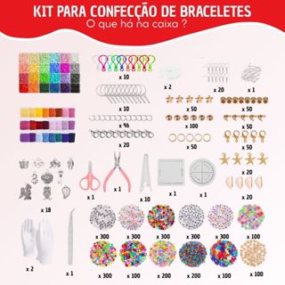 Kit de 12.000 Miçangas Completo com Acessórios, Fios, Pingentes e Ferramentas Para Pulseiras e Colar em Oferta na Shopee