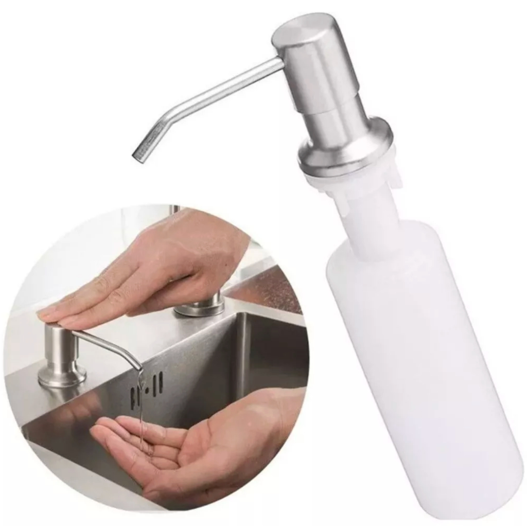 Dispenser De Detergente Inox 300ml Para Embutir Cozinha e Banheiro Elegante Resi