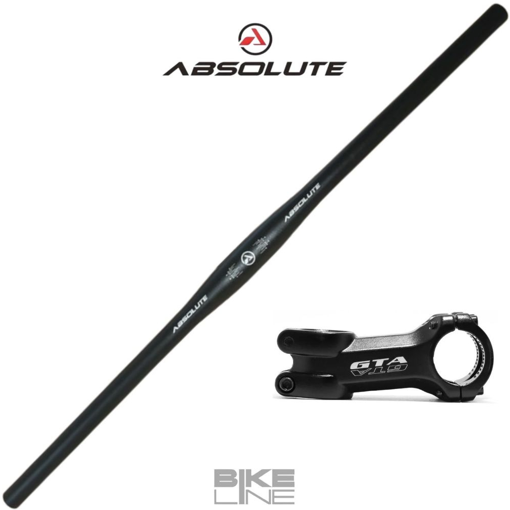 Guidão Reto ABSOLUTE Alumínio 31.8x720mm + Suporte Mesa Avanço de Guidão GTA 60mm Bike Bicicleta MTB