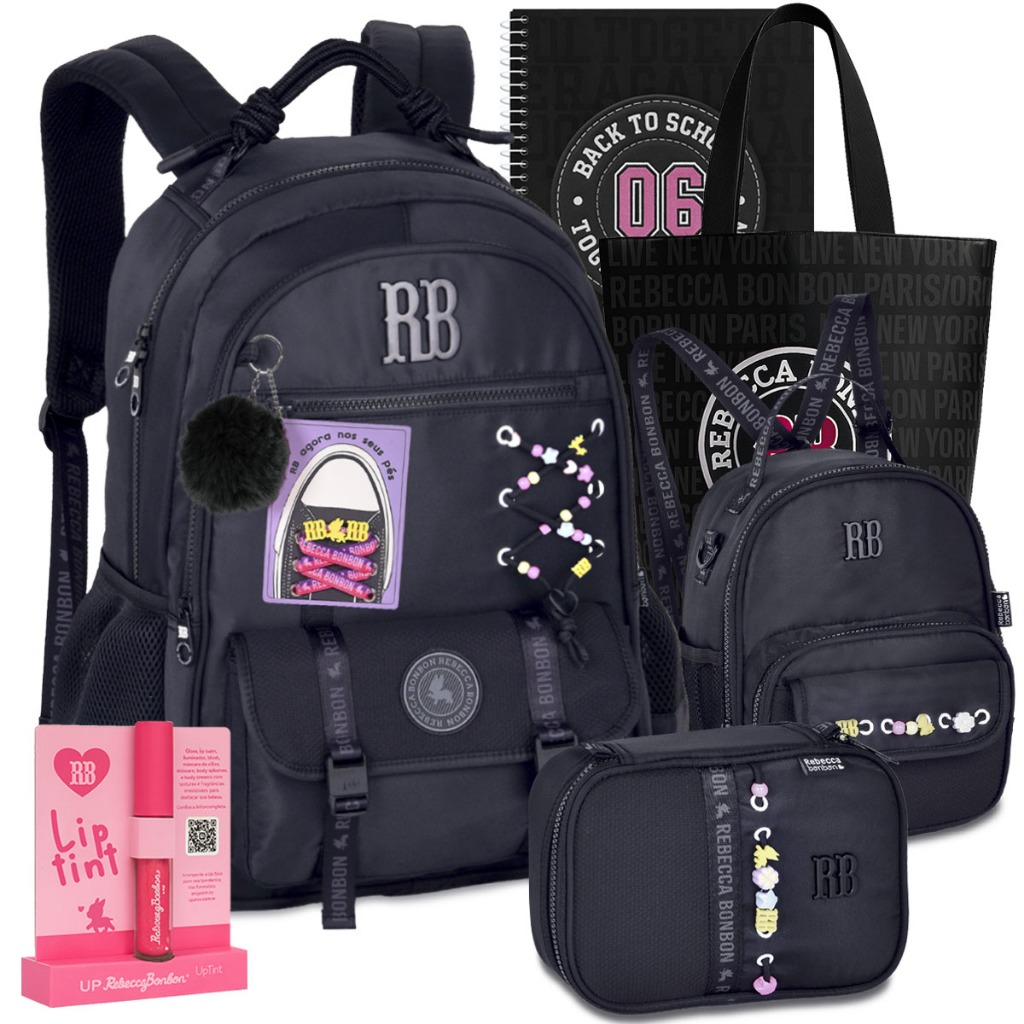 Kit Mochila RB Rebecca Bonbon Bolsinha Lancheira Estojo Lançamento Escolar 2026