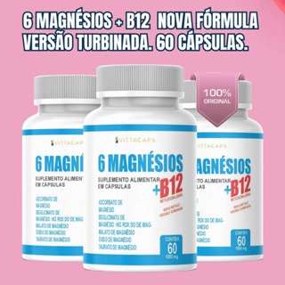 6 Magnésios + Vitamina B12 Metilcobalamina 60 Cápsulas 100% Original em Oferta na Shopee