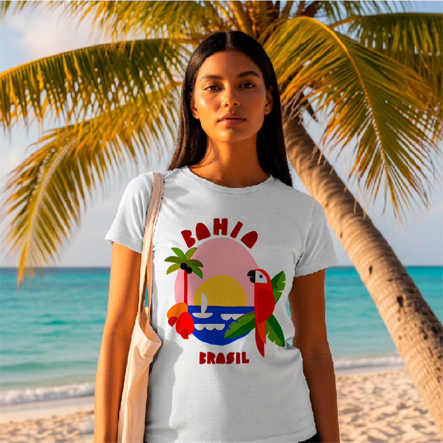 Camiseta Unissex com Frases de meme par diversão do Verão "Bahia Brasil"