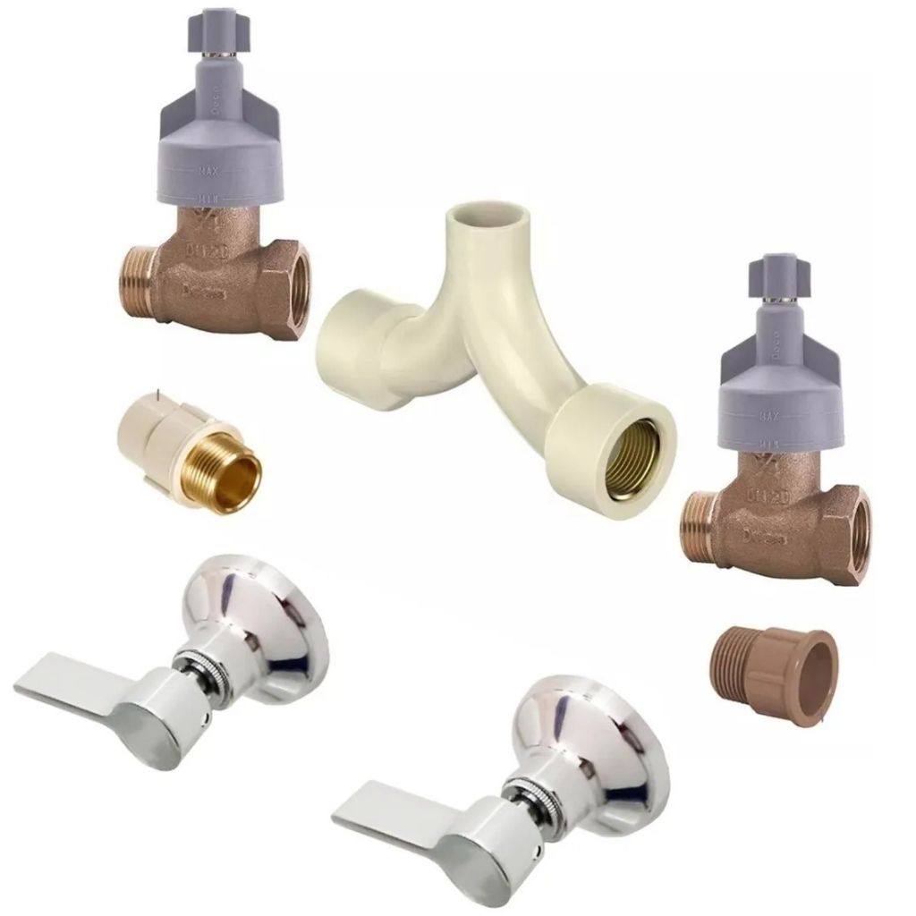 Kit Misturador De Chuveiro Michu Deca Água Quente E Fria Com Registros De Pressão E Adaptadores
