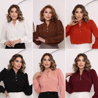 Blusa Feminina Manga Longa Bufante Moda Evangélica em Oferta na Shopee