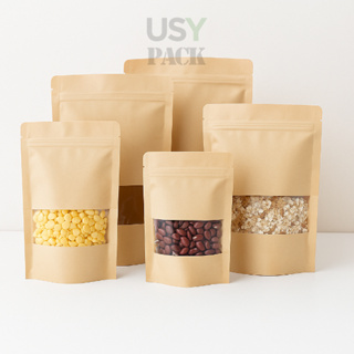 Saquinho Saco Stand Up Pouch Kraft Com Visor Hérmetico Para Alimentos | Zip C/100 Melhor Preço em Oferta na Shopee