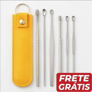 Kit Limpa Ouvido Aço Inox 6 Peças Limpador de Ouvido Aparelho de Limpar Ouvido Removedor de Cera em Oferta na Shopee