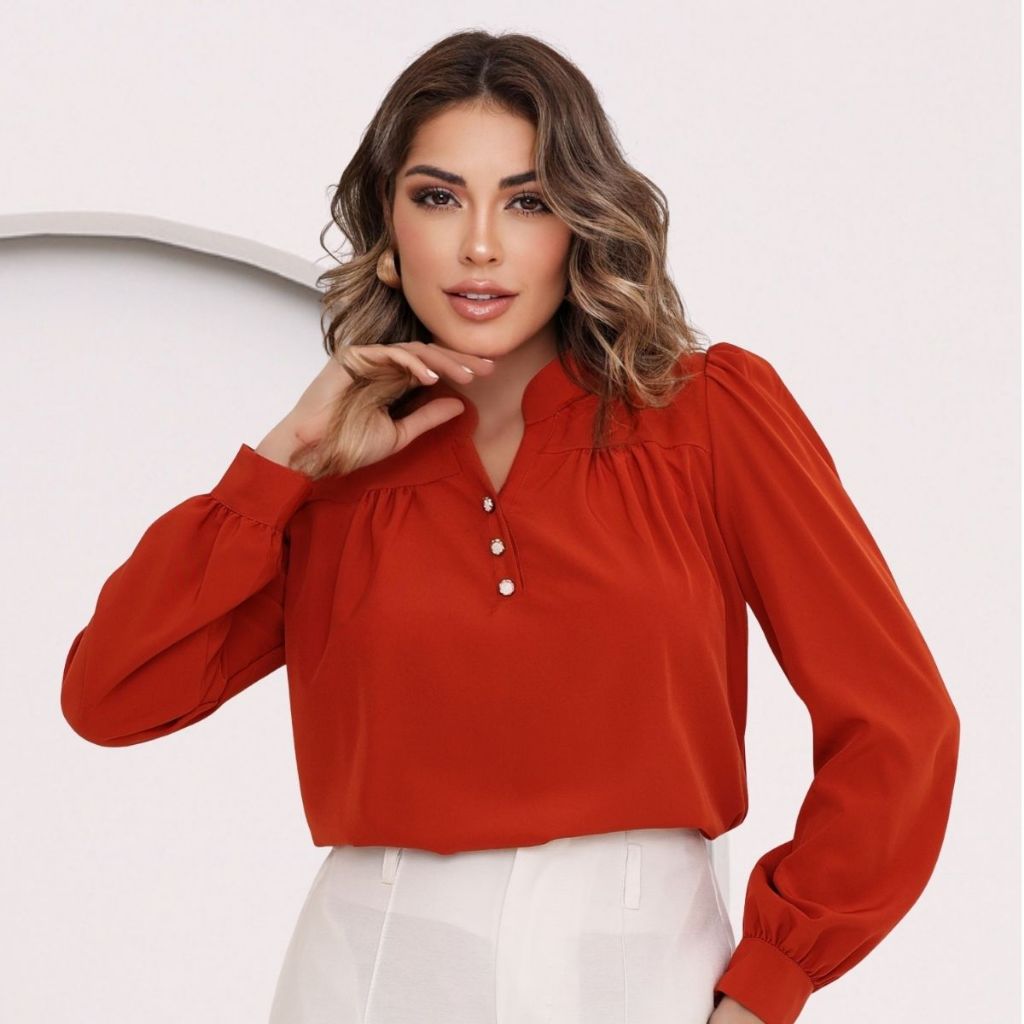 Blusa Feminina Manga Longa Bufante Moda Evangélica