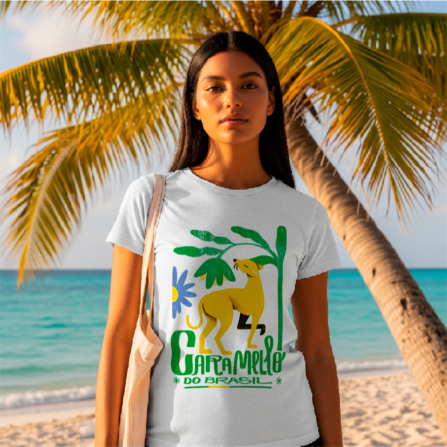 Camiseta Básica Para o Verão com Estampas de meme e Frases Legais "Caramelo do Brasil"