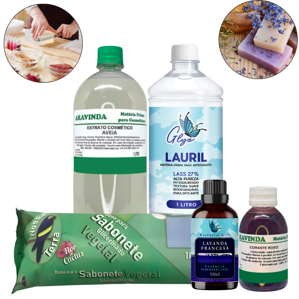 Tudo para Fabricar Sabonetes Caseiros - Kit completo com Extrato de Aveia e Glicerina Vegetal