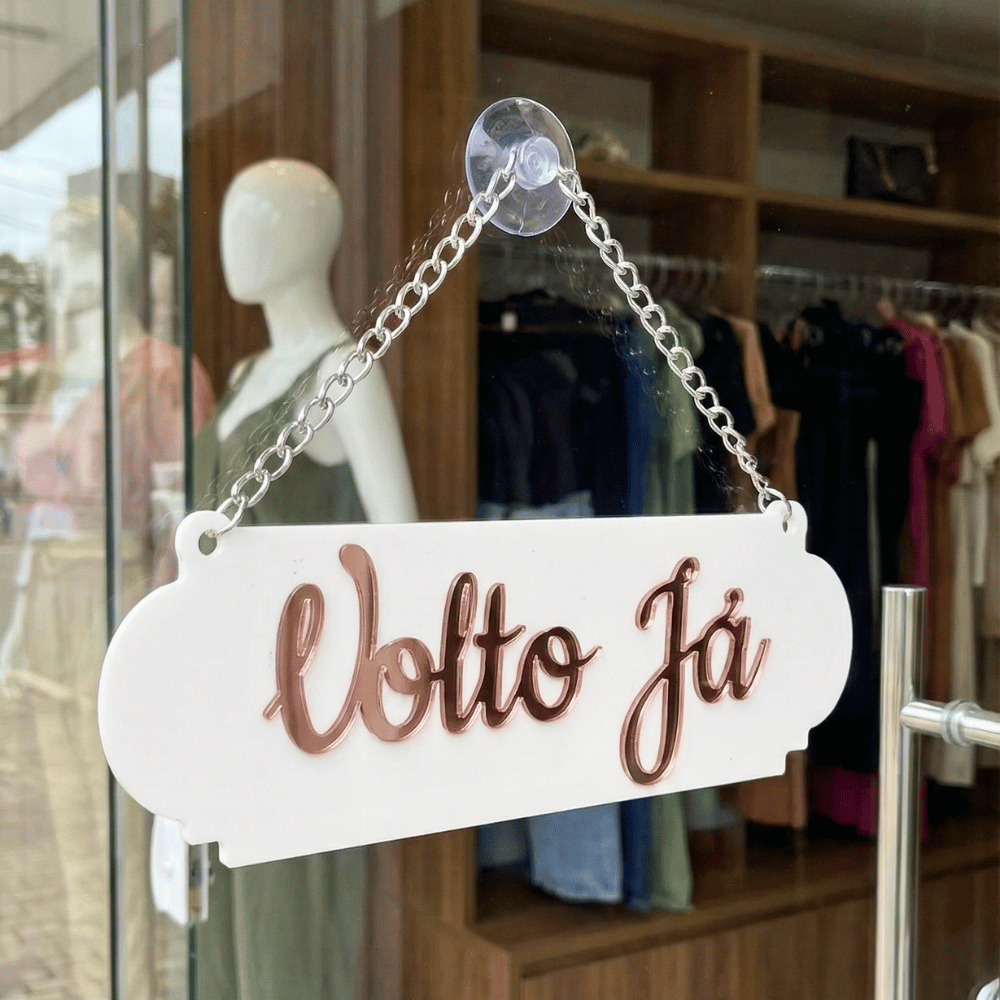 Placa Sinalizadora Aberto Volto Já Fechado Acrílico Espelhado