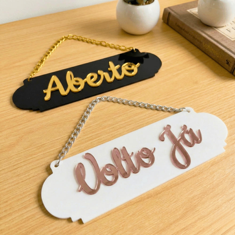 Placa De Porta Loja Aberto Volto Já Com Ventosa Espelhada