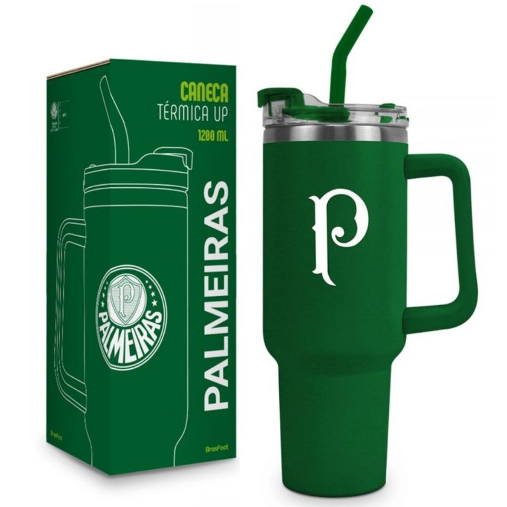 Caneca Térmica Palmeiras 1200ml Oficial Brasfoot Copo em Oferta na Shopee