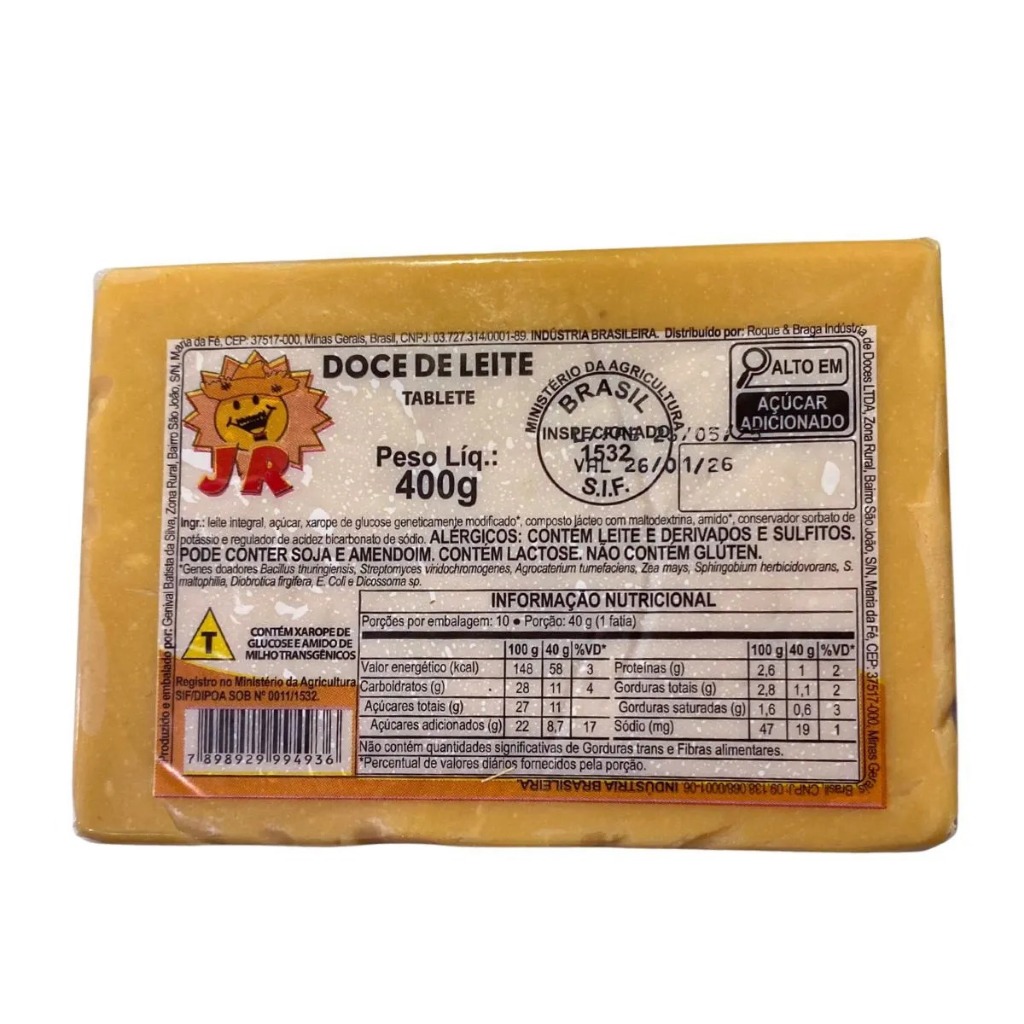 Doce de Leite Puro Barra Tradicional 400g - JR em Oferta na Shopee
