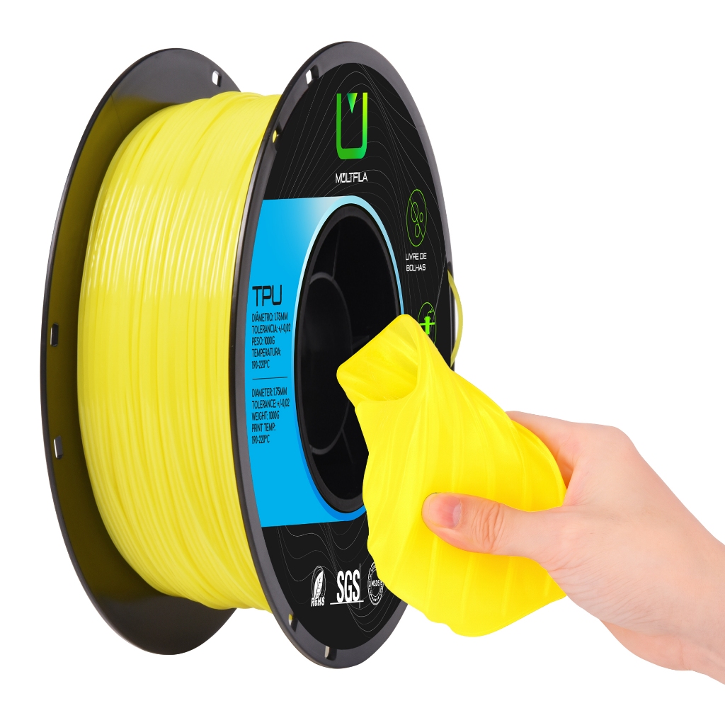 Filamento TPU Amarelo Impressão 3D 1kg Multfila