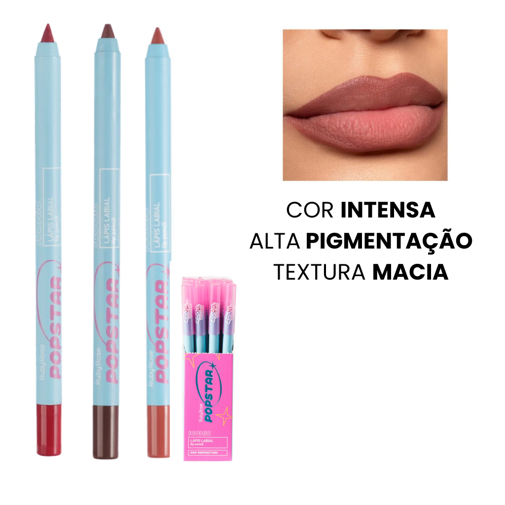 Lápis Labial Iconic Popstar Ruby Rose HBL6700 – Contorno e Preenchimento em Oferta na Shopee