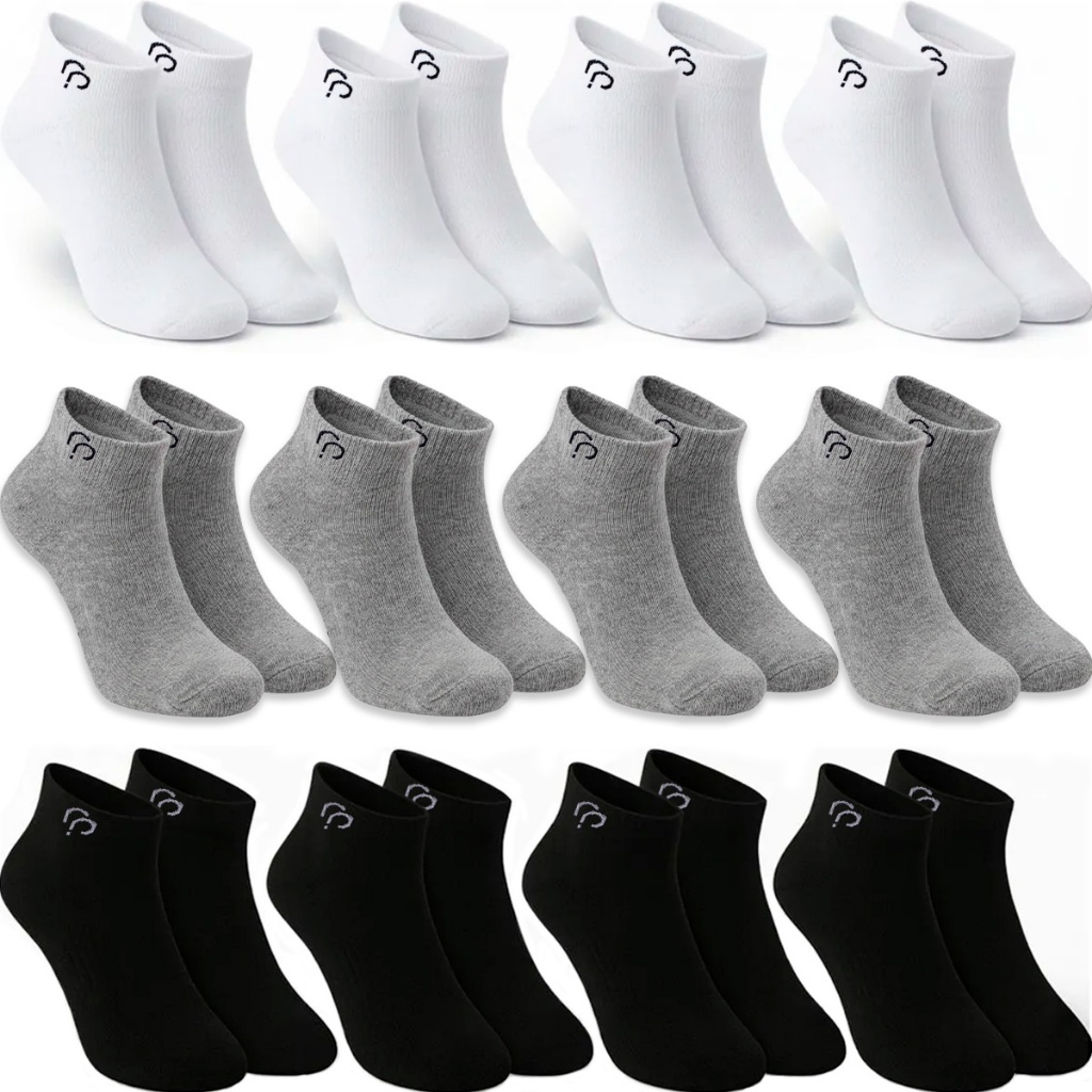 Kit 12 Pares Meias Cano Curto Baixo Sapatilha Soquete Unissex Masculina Feminina Confortável Original em Oferta na Shopee